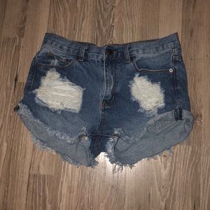Distressed High Waisted Shorts
